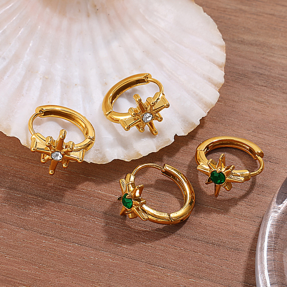 1 Pair Cross Stainless Steel Gold Color Hoop Earrings Picture3