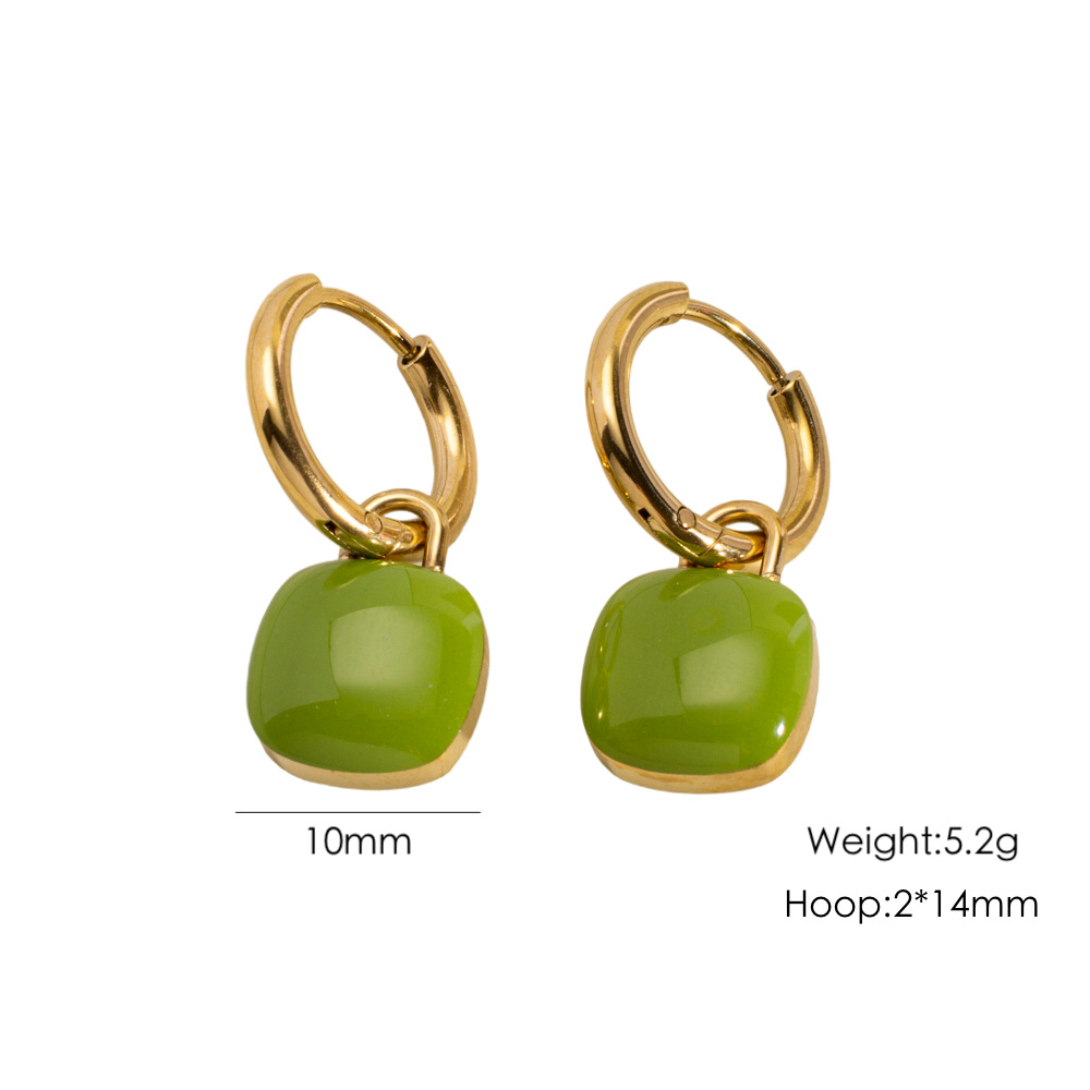 1 Pair Simple Series Elegant Solid Color Stainless Steel Women's Hoop Earrings