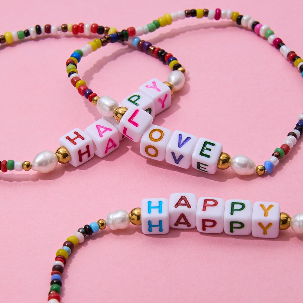 1 Piece Letter Colorful Beads Resin Women's Beaded Bracelets Picture9