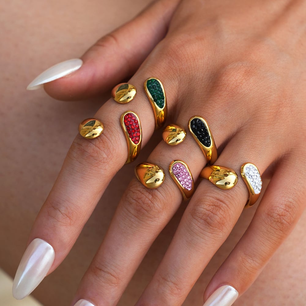 1 Piece Simple Series Simple Droplet Stainless Steel Statement Rings h5Picture5