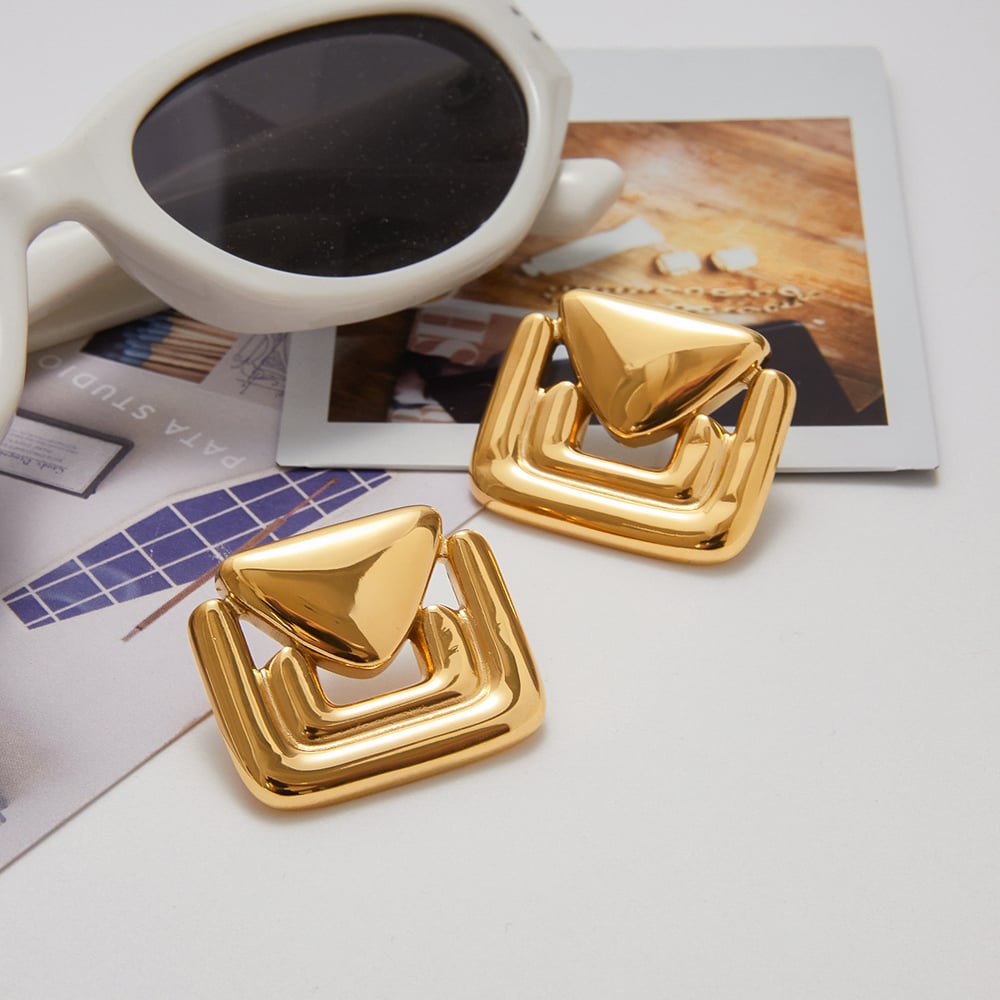 1 Pair Simple Email Shape Stainless Steel Gold Color Women's Stud Earrings h5Picture5