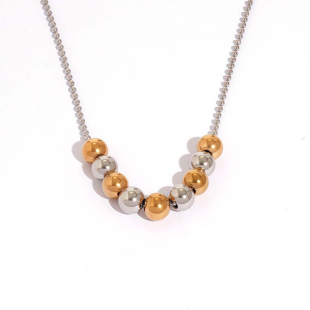 1 Piece Simple Series Simple Beads Stainless Steel Beaded Necklaces