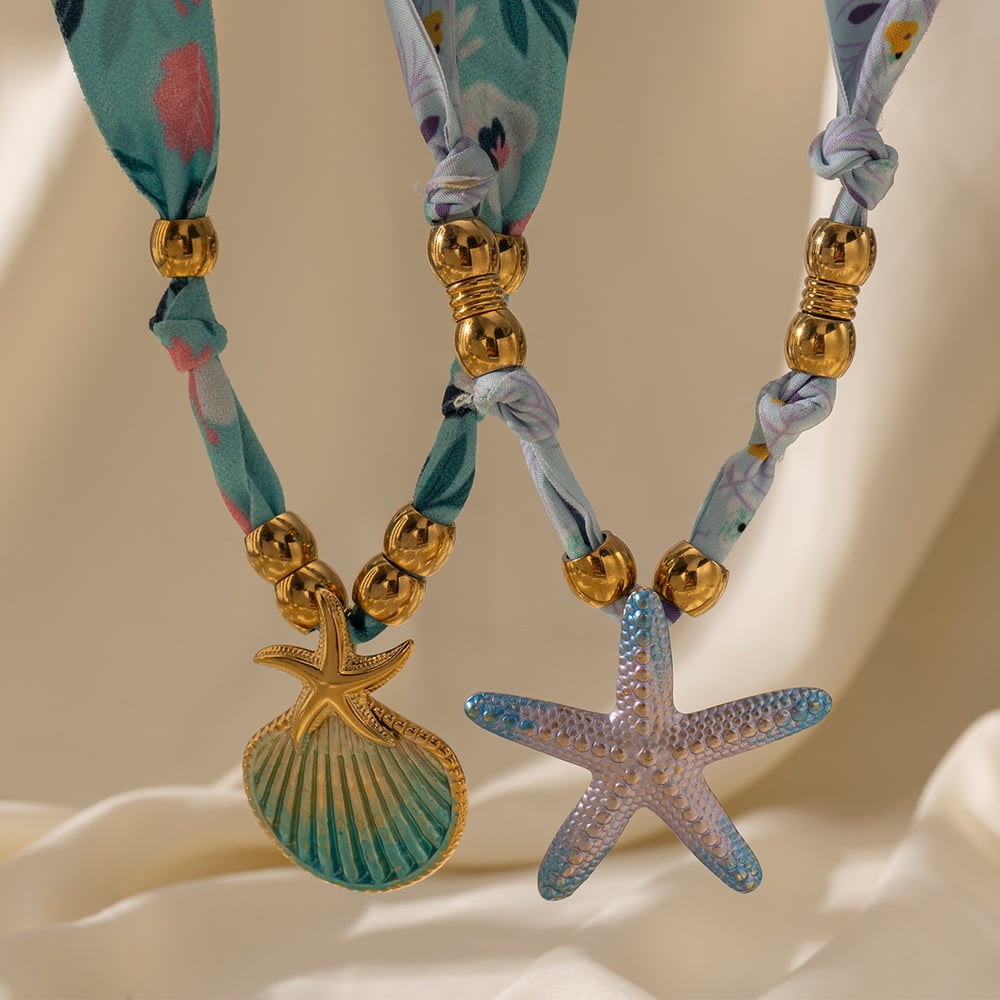 Collier avec pendentif en forme d&#39;étoile de mer en acier inoxydable doré, 1 pièce Image3