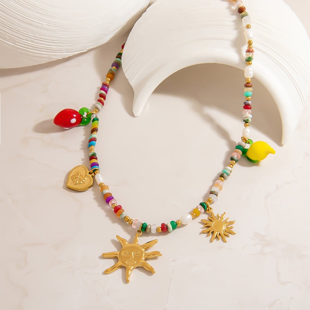 1 Piece Natural Stone Beaded Necklace h5Picture7