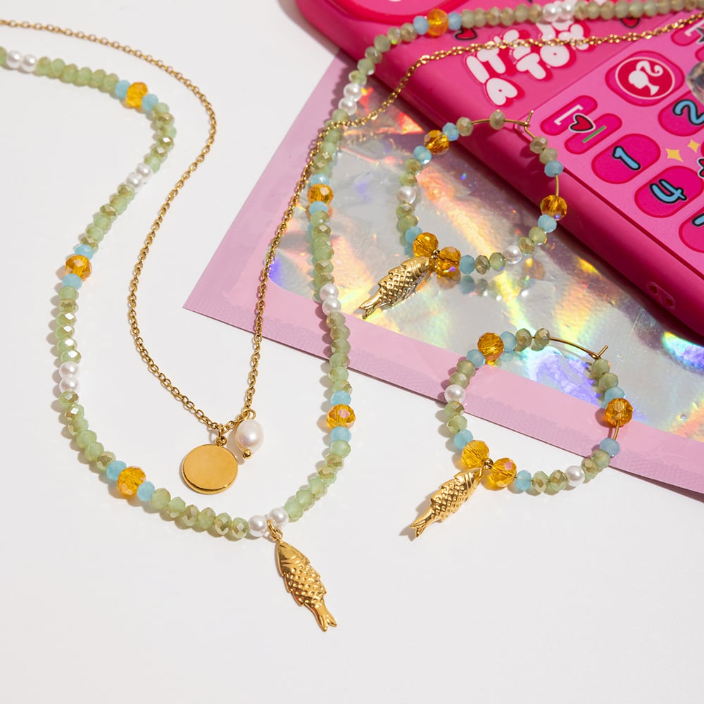 1 Piece Ethereal Beads Stainless Steel Gold Color Women's Jewelry Sets h5Picture6