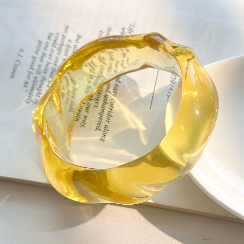 1 Piece Luxurious Series Retro Solid Color Mixed Color Resin Women's Bangles Picture4