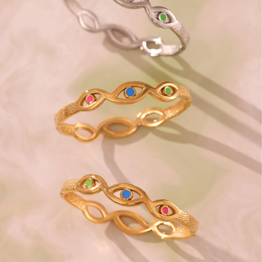 1 Piece Delicate Devil's Eye Stainless Steel Gold Color Women's Bracelets Sets h5Picture2