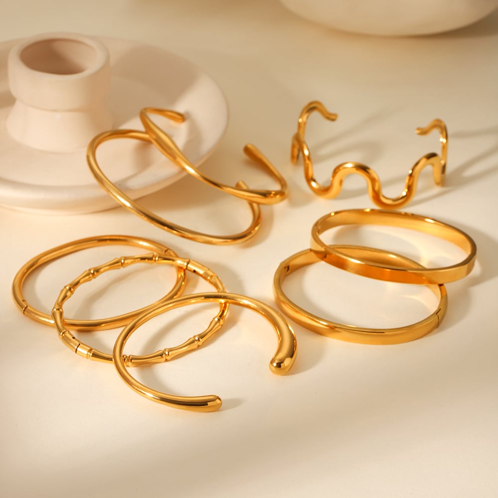 Simple Series Daily Irregular Shape Stainless Steel  Women's Bangles h5Picture5