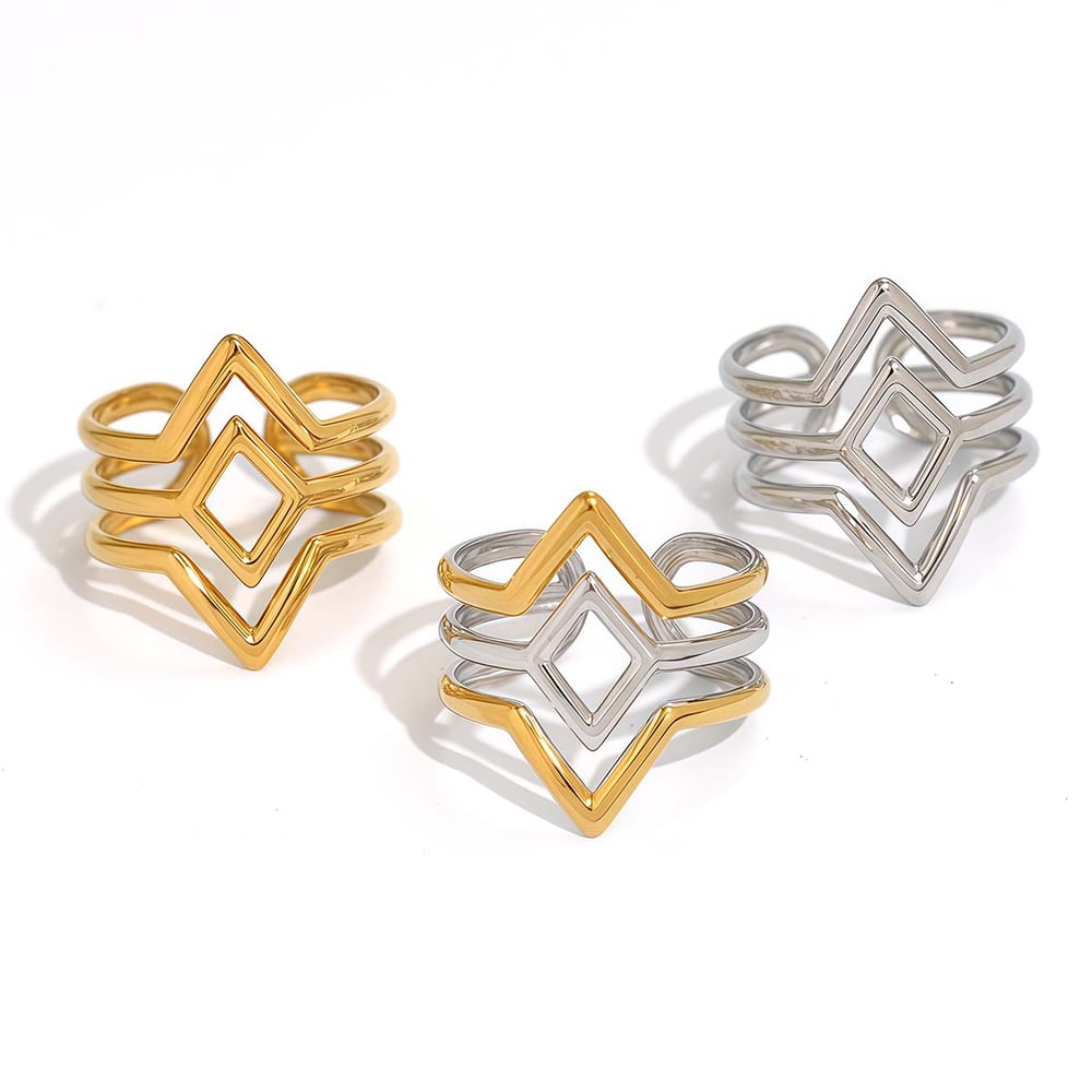 1 Piece Simple Series Simple Woven Stainless Steel   Gold Color  Minimalist Rings h5Picture6
