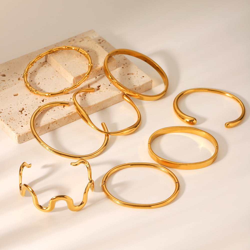 Simple Series Daily Irregular Shape Stainless Steel  Women's Bangles h5Picture3