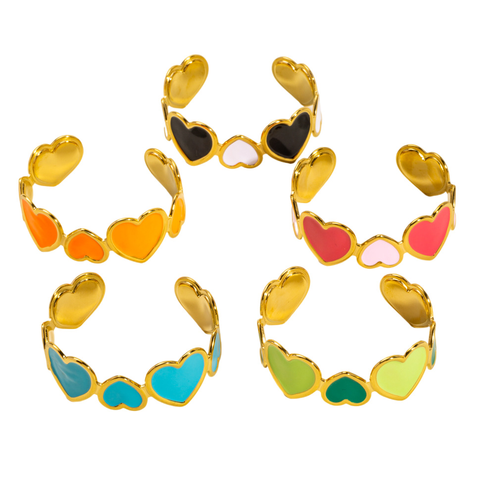 Simple Daily Stainless Steel Women's Bracelet with Heart Shape h5Picture5