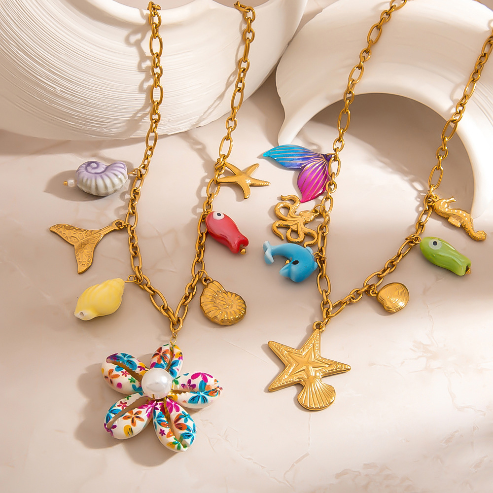 1 Piece Oceanic Stainless Steel Gold Color Pendant Necklace Picture3