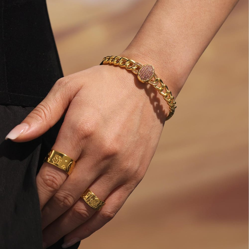 1 Stück Luxuriöse Serie Oval Edelstahl Gold Farbe Damen Armreifen Bild6