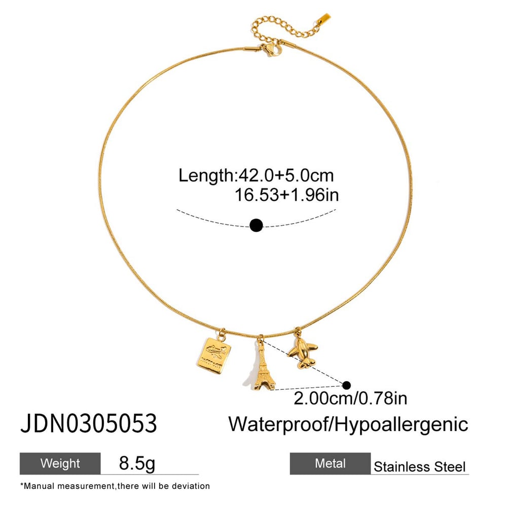 1 Piece Classic Series Eiffel Tower Stainless Steel Gold Color Women's Pendant Necklaces h5Picture2