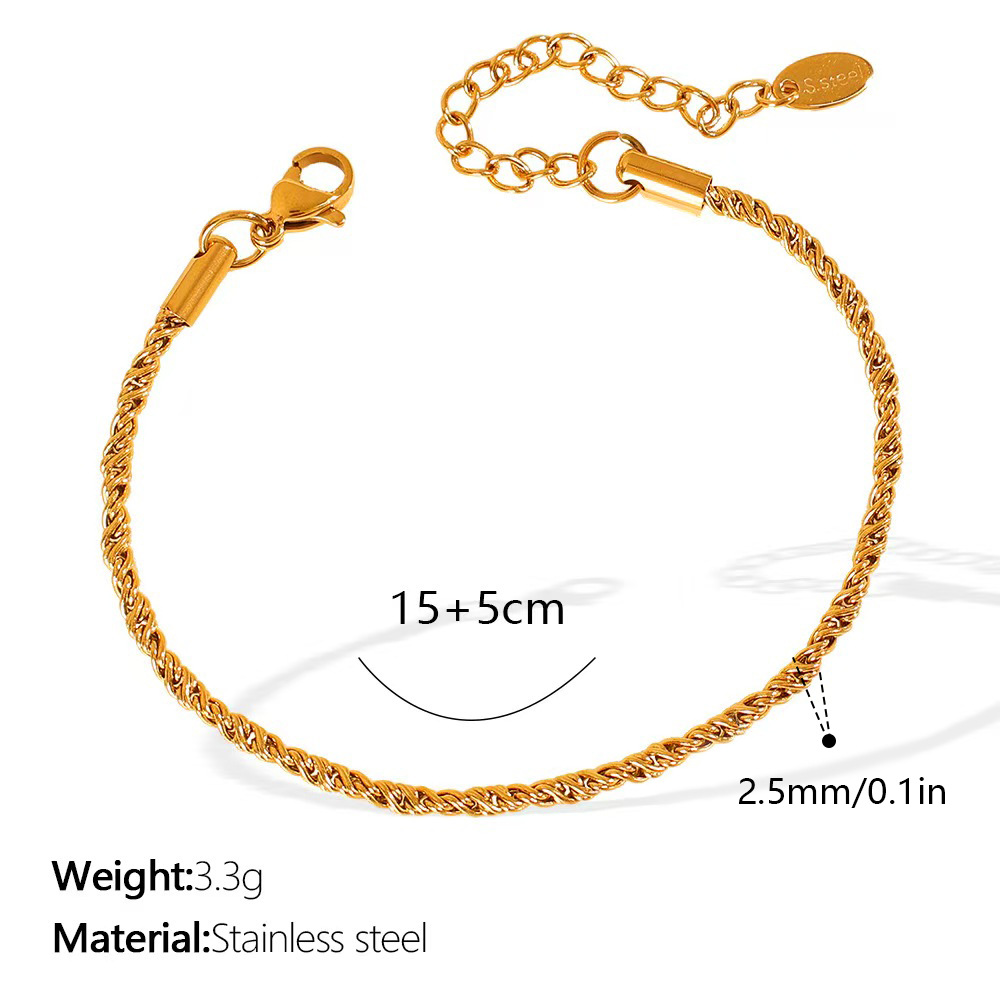 Collier chaîne couleur or en acier inoxydable 1 pièce 