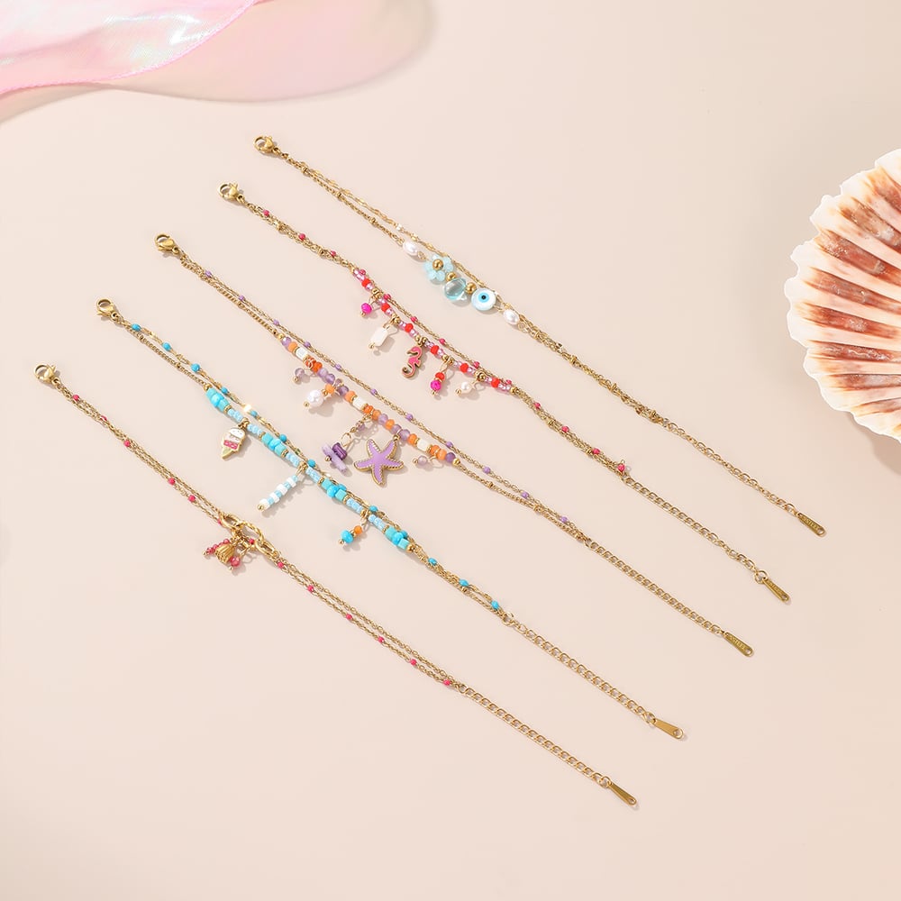 1 Piece Romantic Stainless Steel Gold Color Charm Bracelet h5Picture3