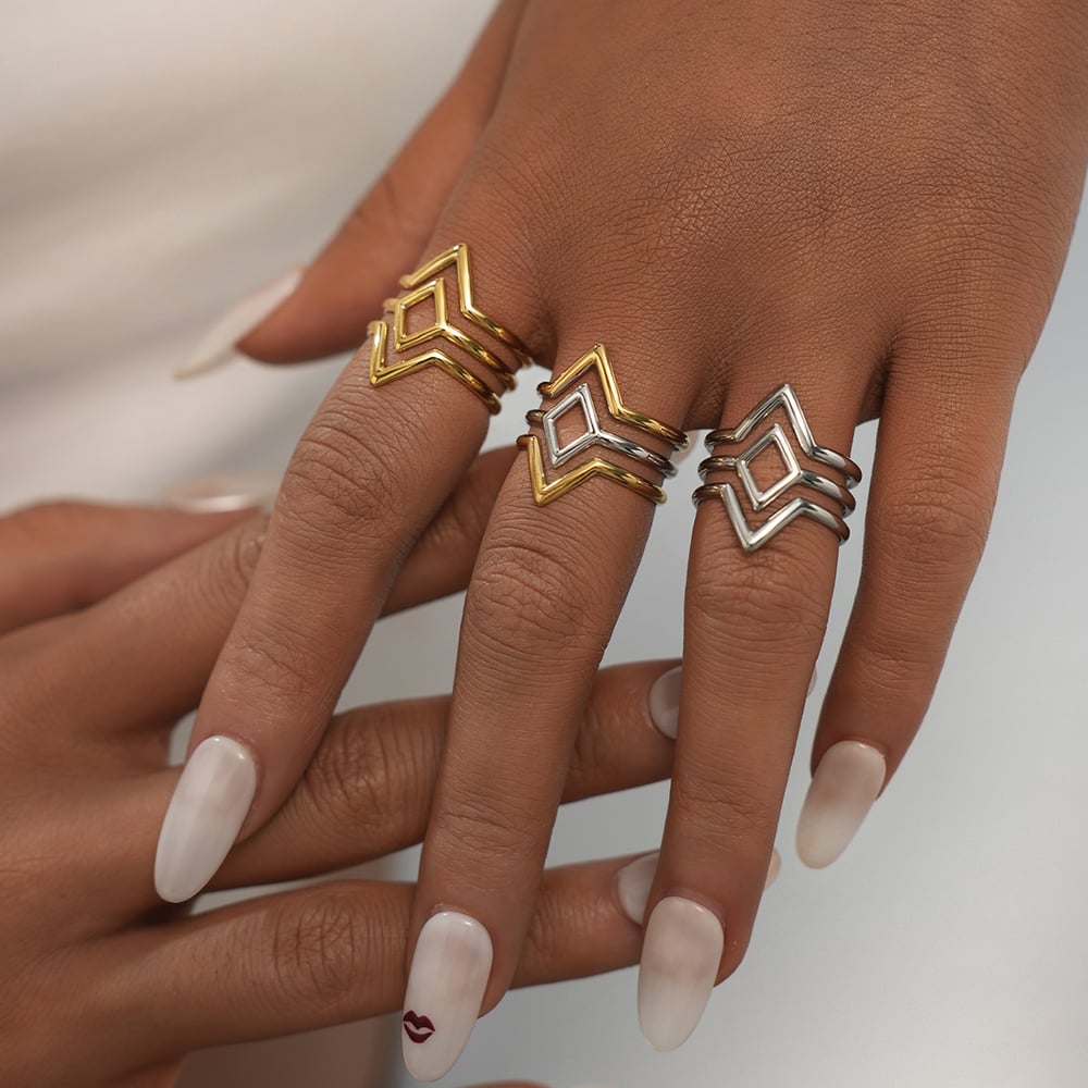 1 Piece Simple Series Simple Woven Stainless Steel   Gold Color  Minimalist Rings h5Picture8