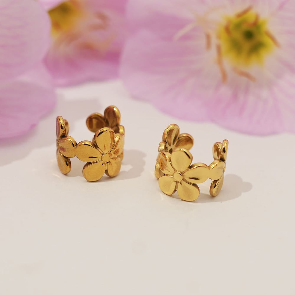 1 Piece  Simple Flower Stainless Steel  Gold Color  Women's Ear Cuffs Picture9