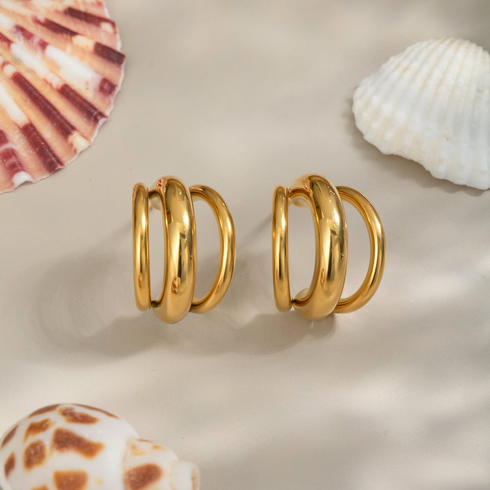 1 Pair Simple Daily Irregular Shape Stainless Steel   Women's Stud Earrings Picture5