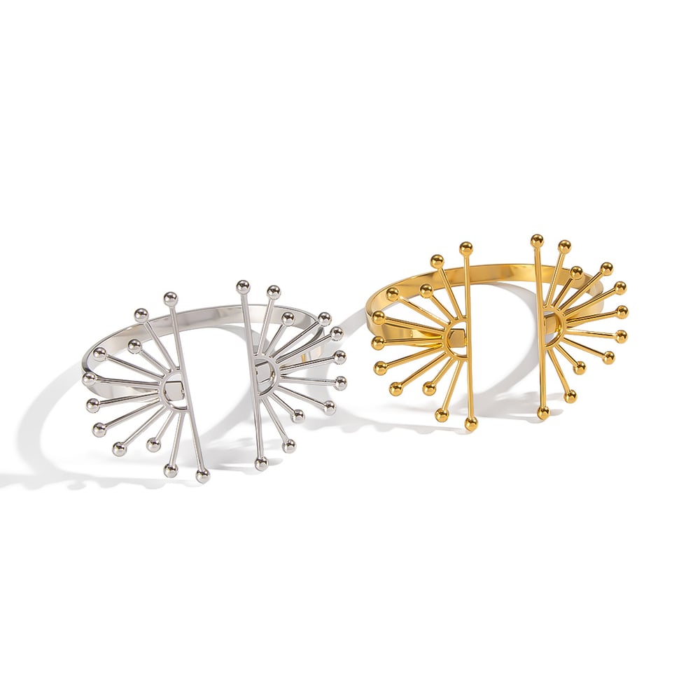 1 Piece Sun Flower Stainless Steel Gold Color Cuff Bracelet h5Picture5