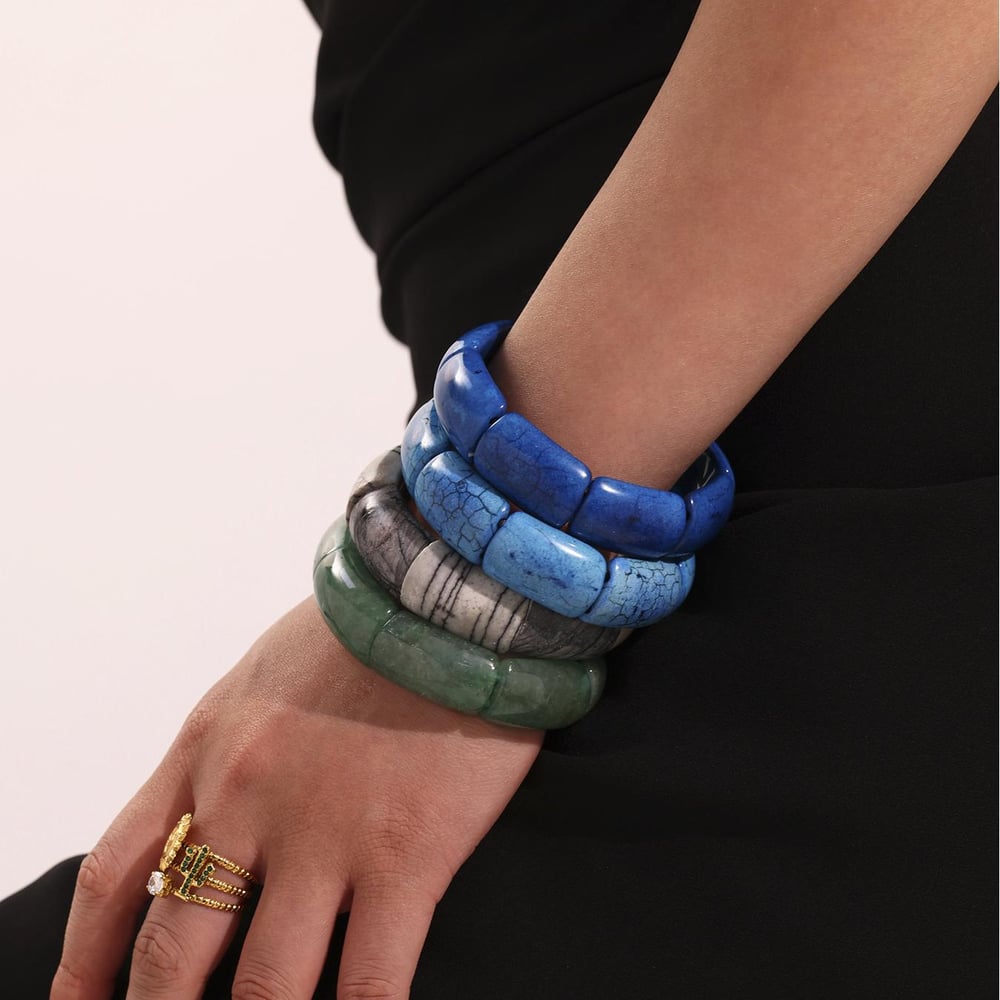 1 Piece Classic Series Simple Circle Natural Stones Women's Bangles h5Picture6