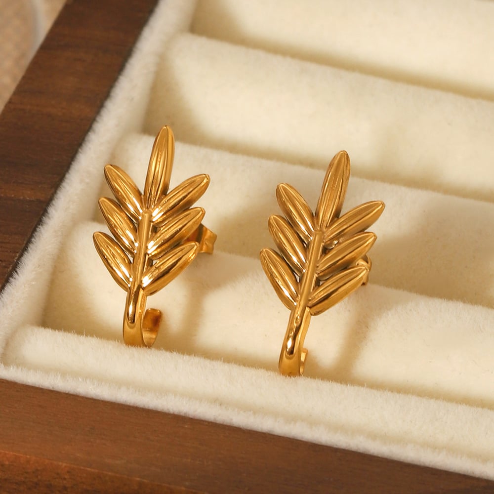 1 Pair Simple Plant Stainless Steel Women's Stud Earrings h5Picture5