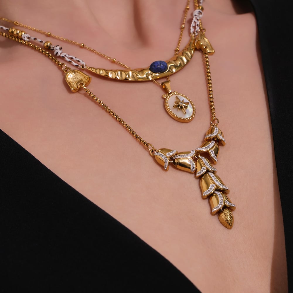1 Piece Chic Stainless Steel Gold Color Natural Stone Women's Pendant Necklaces Picture4