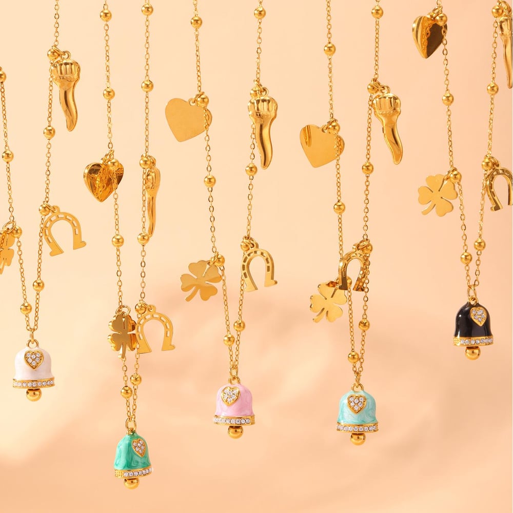 1 Piece Gorgeous Bell Stainless Steel Gold Color Women's Necklaces Sets Picture5