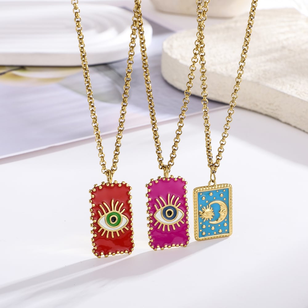 1 Piece Classic Tarot Stainless Steel Gold Color Women's Pendant Necklaces h5Picture4