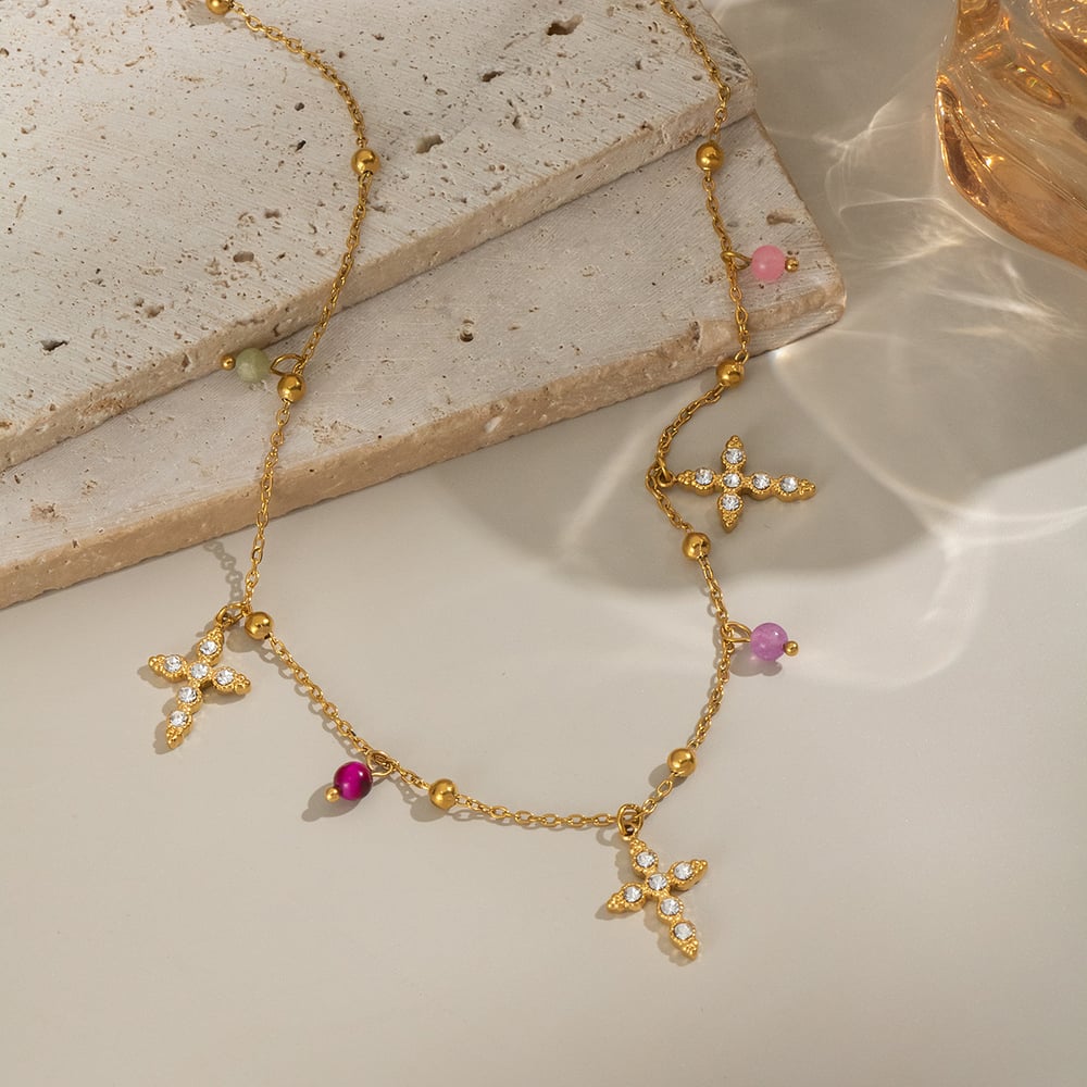 1 pezzo di collana con ciondolo a croce in acciaio inossidabile, elegante e lussuoso, da donna Immagine4