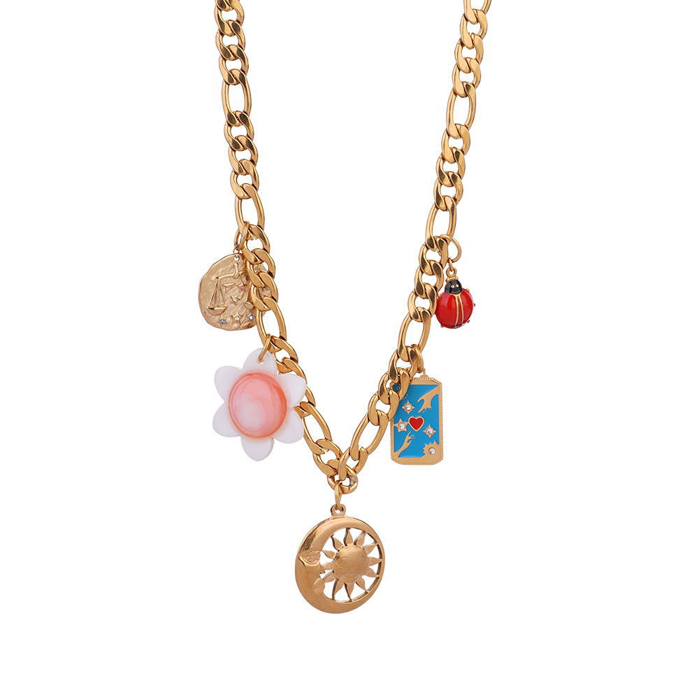 1 Piece Tropical Style Flower Natural Stones Gold Color Women's Beaded Necklaces 