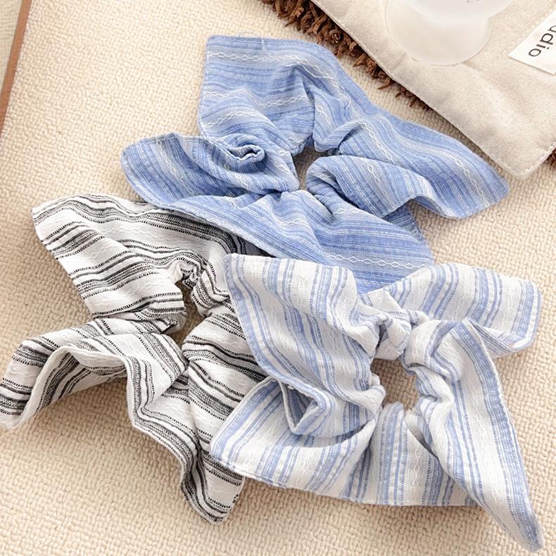 1 Piece Casual Strip Blue Canvas Women's Scrunchies Picture3