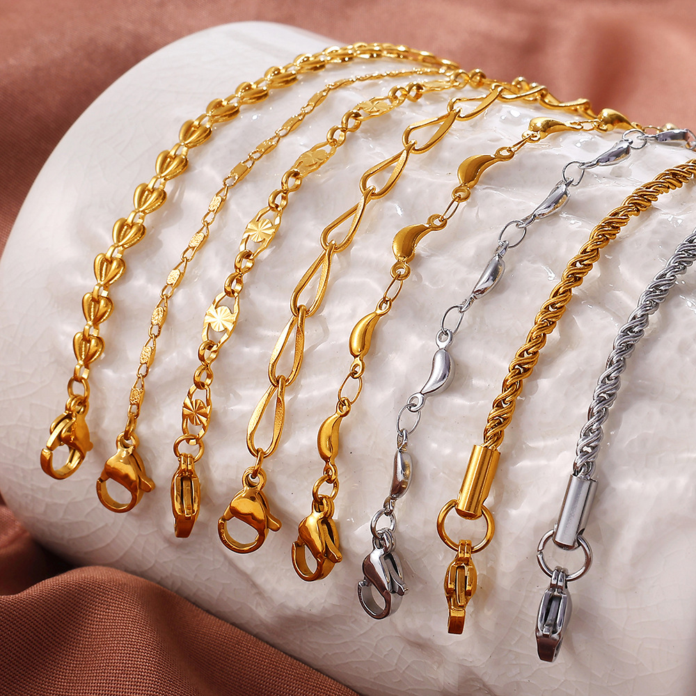 Collier chaîne couleur or en acier inoxydable 1 pièce Image4