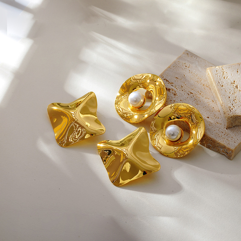 1 Pair Romantic  Casual Irregular Shape Stainless Steel  Women's Stud Earrings Picture3