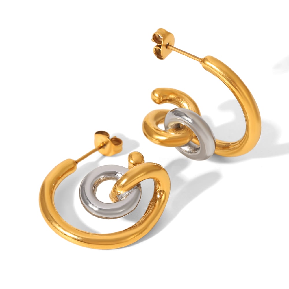 1 Pair Daily Irregular Shape Stainless Steel Gold Color Women's Stud Earrings 