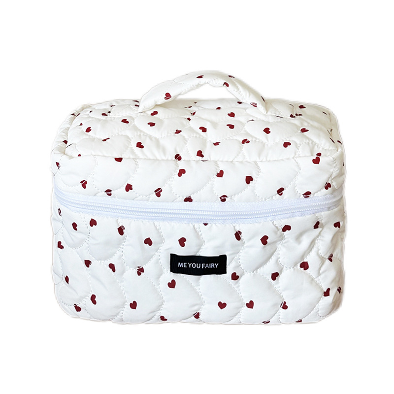 1 Piece Classic All - over - printed Heart - themed Women's Makeup Bag 