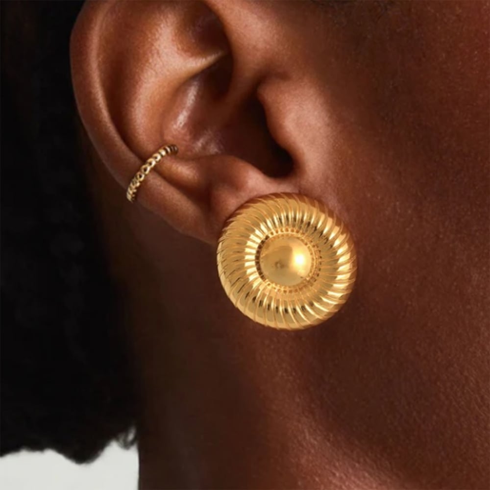 1 Pair Simple Circle Stainless Steel Gold Color Women's Stud Earrings Picture5