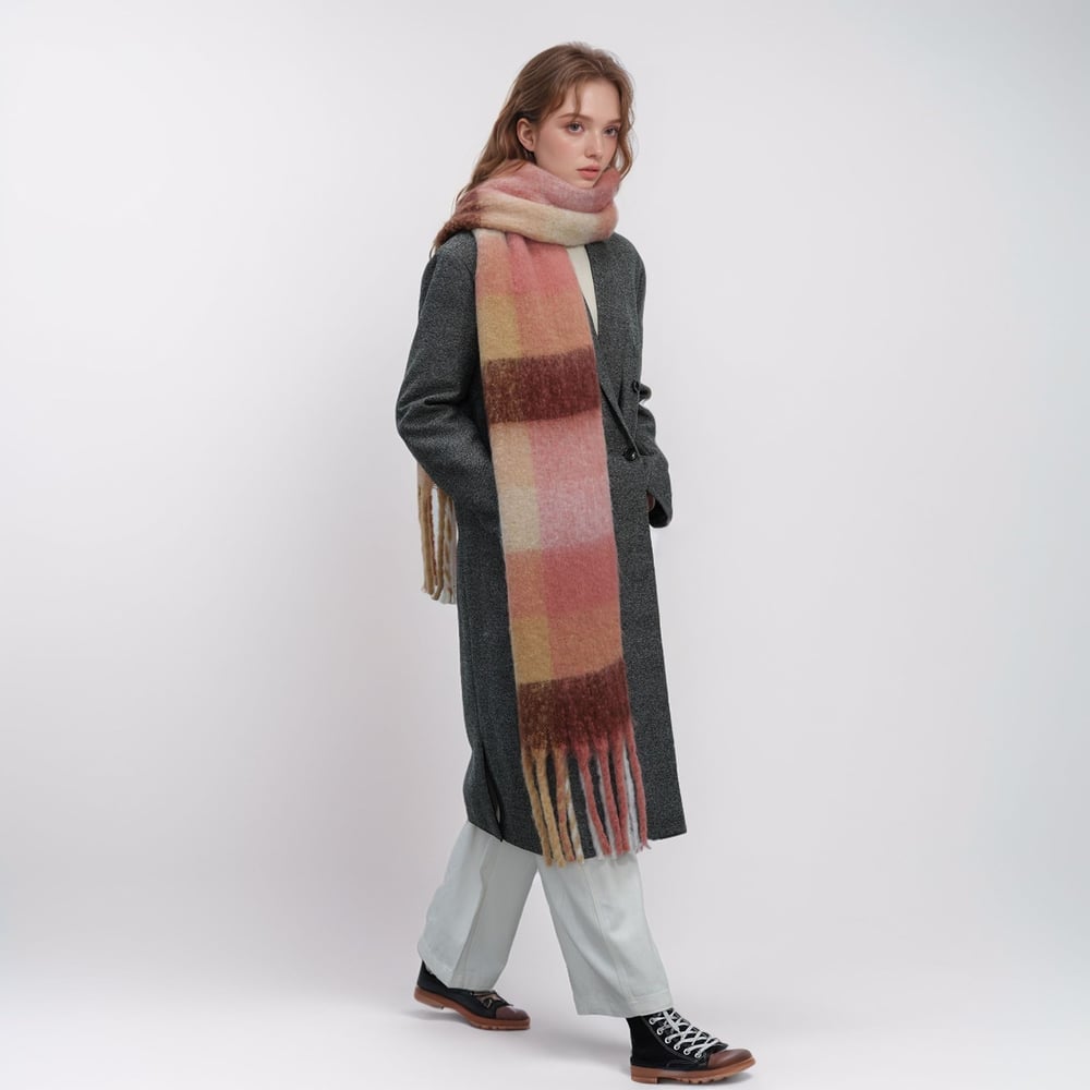1 Piece Retro Plaid Polyester Women's Winter Scarves h5Picture2