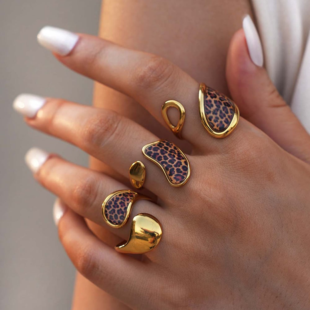 1 Piece Simple  Casual Leopard Print Stainless Steel  Statement Rings h5Picture5