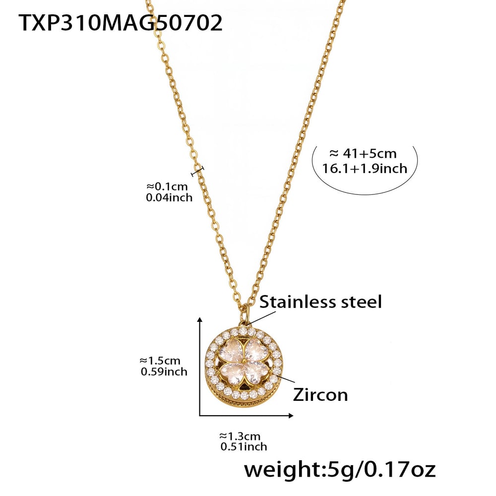 1 Piece Elegant Flower Stainless Steel Gold Color Women's Necklaces Sets 