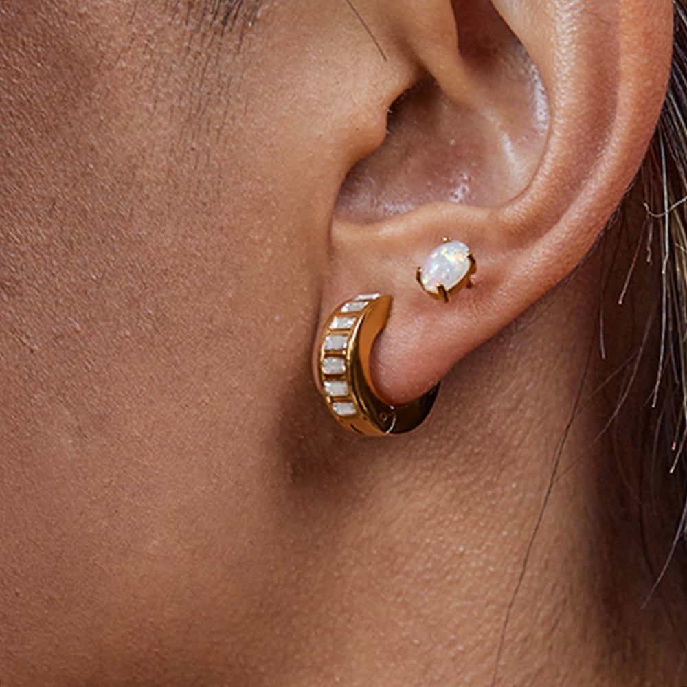 1 Pair Luxurious Solid Color Stainless Steel Gold Color Women's Hoop Earrings h5Picture3