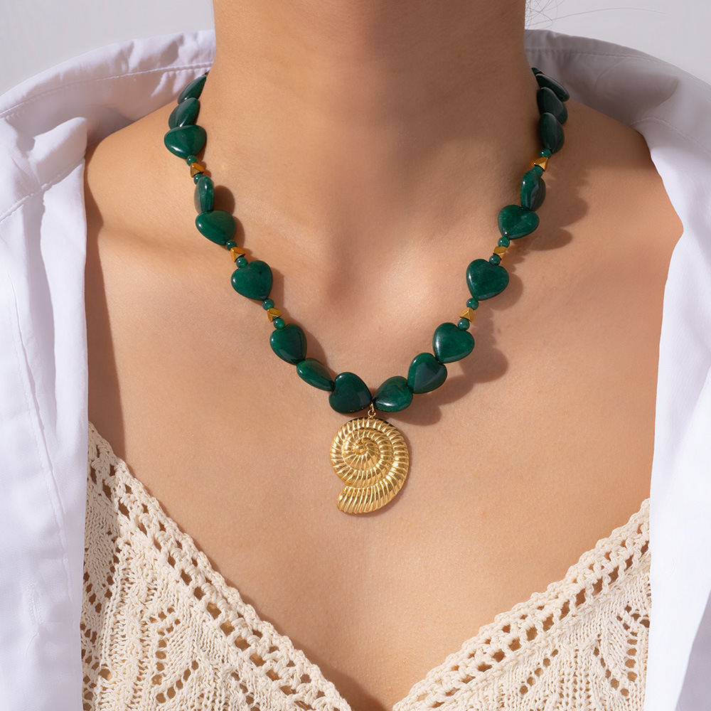 1 Piece Classic Series Shell Natural Stones Gold Color Women's Pendant Necklaces Picture5