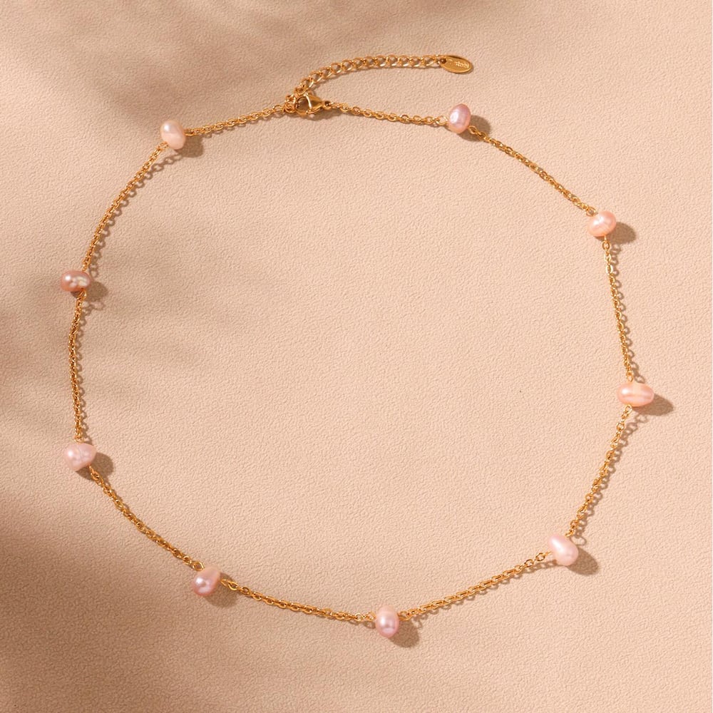 1 Piece Classic Irregular Pearl Shape Stainless Steel Gold Color Women's Chain Necklaces h5Picture7