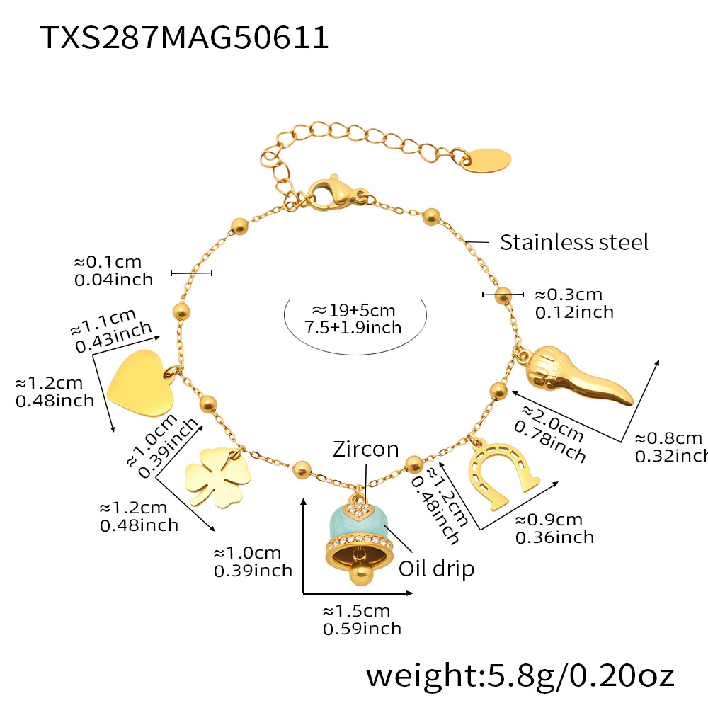 1 Piece Gorgeous Bell Stainless Steel Gold Color Women's Necklaces Sets