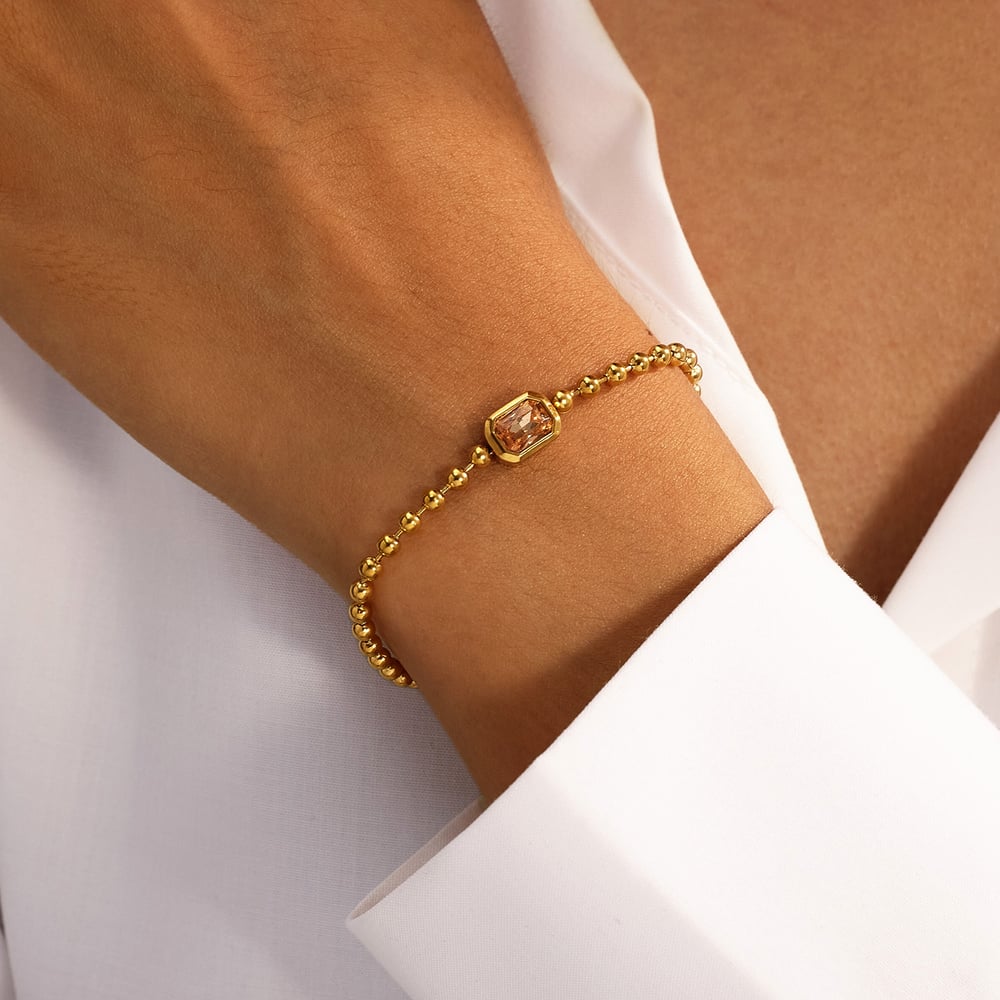 1 Stück einfarbiges Perlenarmband aus Edelstahl h5Bild4