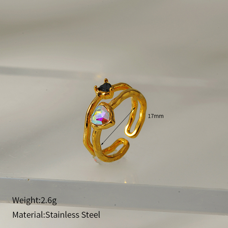 Romantic Series Daily Heart Stainless Steel  Women's Gemstone Rings