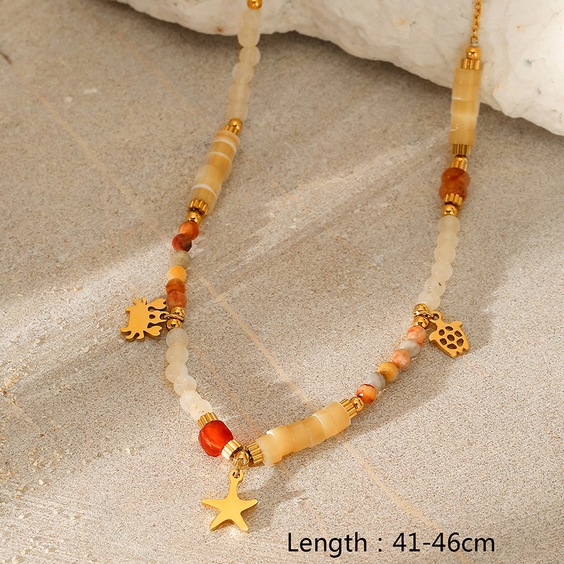 1 Piece Natural Stone Beaded Necklace 