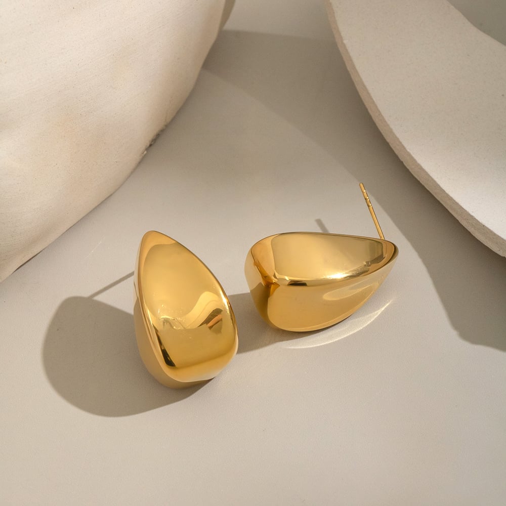 1 Pair Stainless Steel Gold Color Stud Earrings Picture4