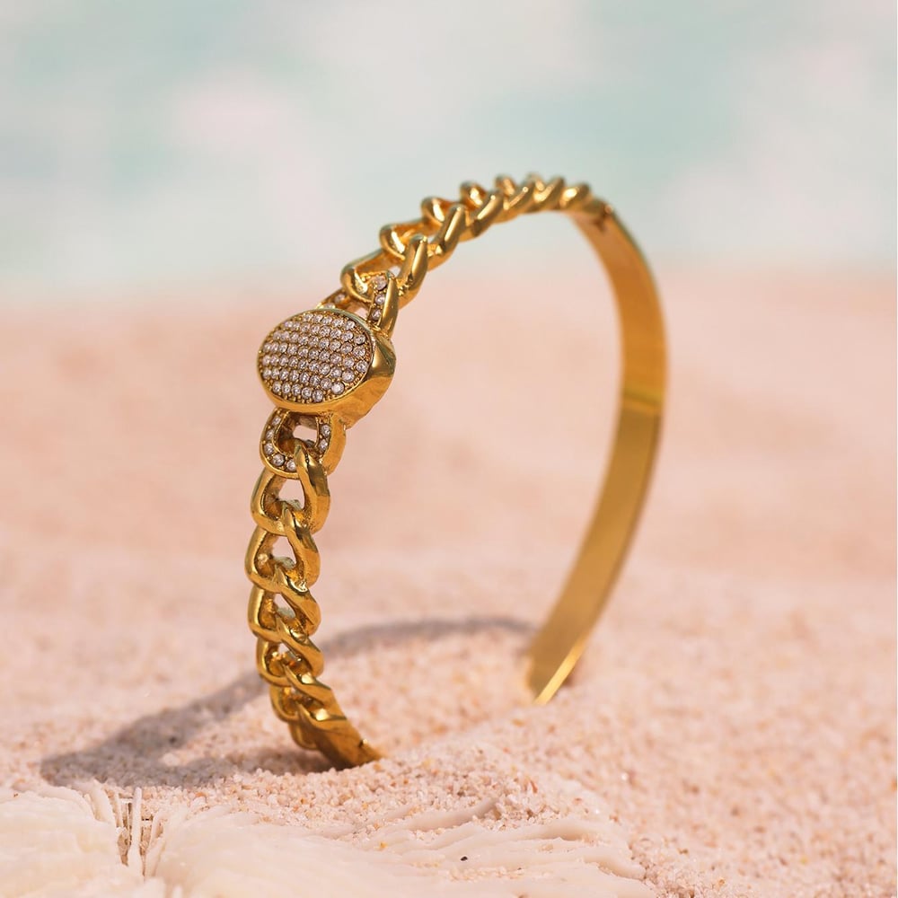 1 Stück Luxuriöse Serie Oval Edelstahl Gold Farbe Damen Armreifen Bild7