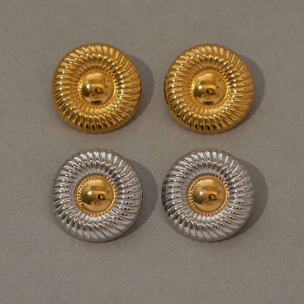 1 Pair Simple Circle Stainless Steel Gold Color Women's Stud Earrings Picture4